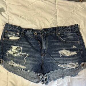 American Eagle Outfitters Blue Distressed Jean Shorts